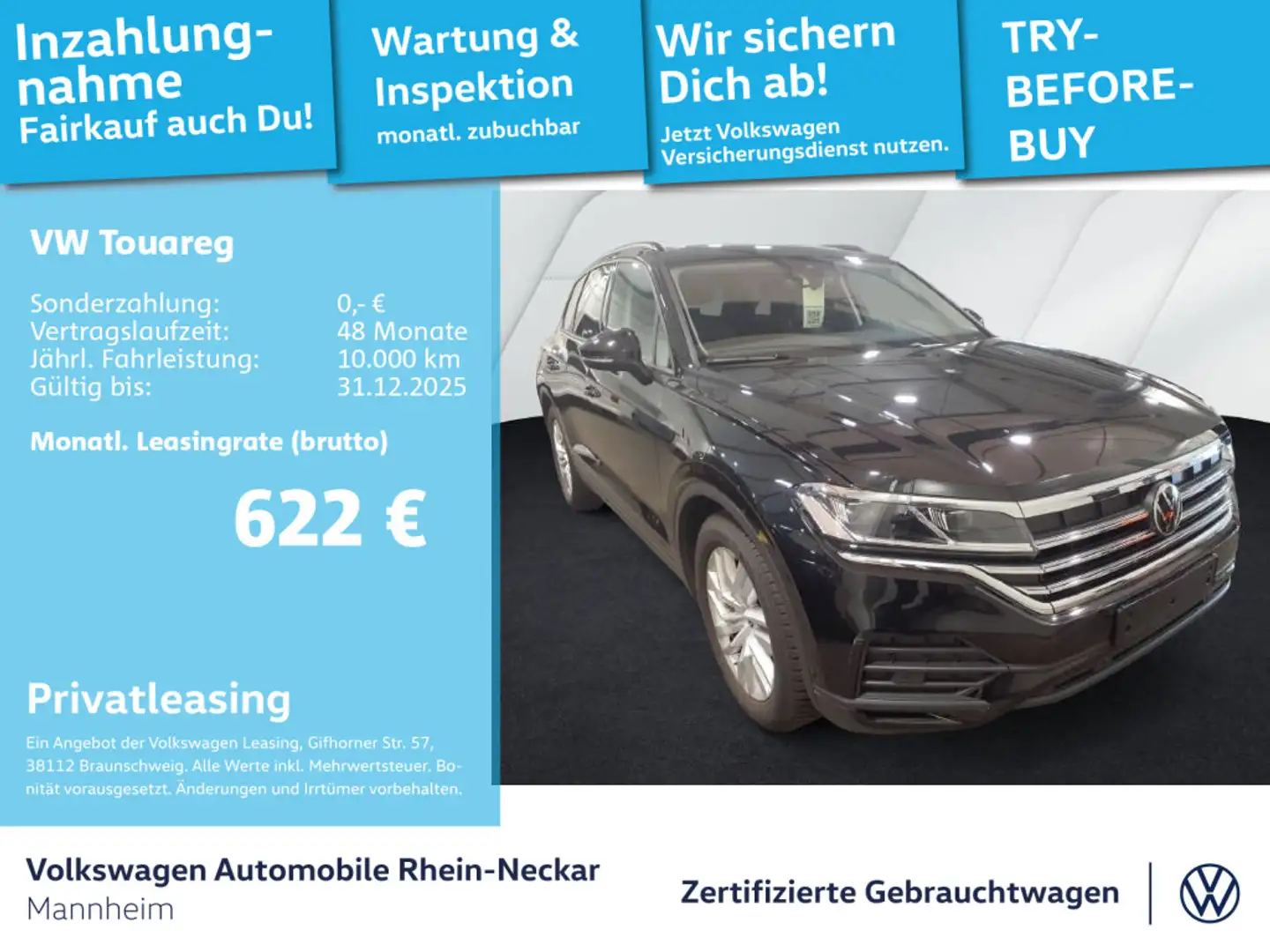 Volkswagen Touareg 3.0 TDI 4Motion Navi AHK Kamera uvm Schwarz - 1