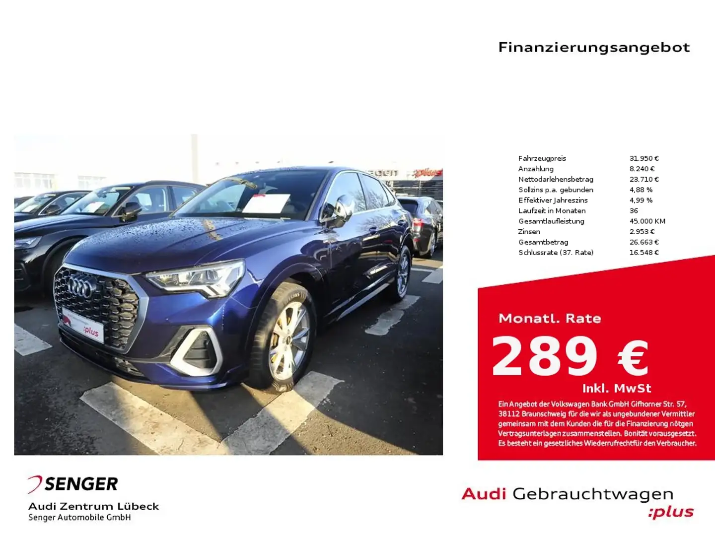 Audi Q3 Sportback 35 TFSI S line AHK SONOS Standhzg. Blau - 1