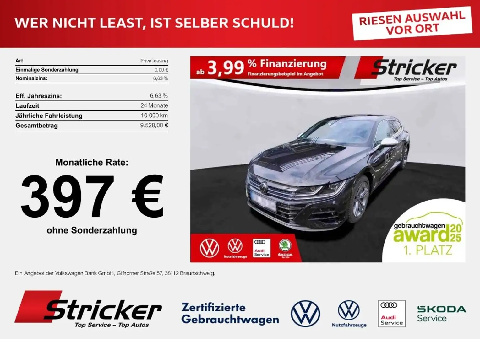 Volkswagen Arteon Shooting Brake R 2.0TSI 397,-ohne Anzahlung AHK N Schwarz - 1
