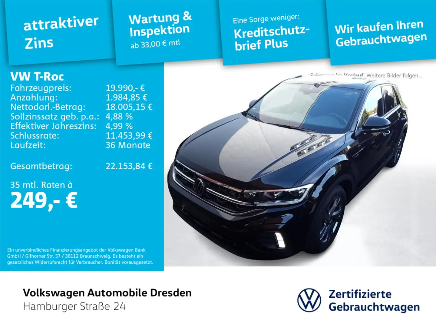 Volkswagen T-Roc R-Line 1.5 TSI LED+ APP PDC ACC PARKASSIST Noir - 1