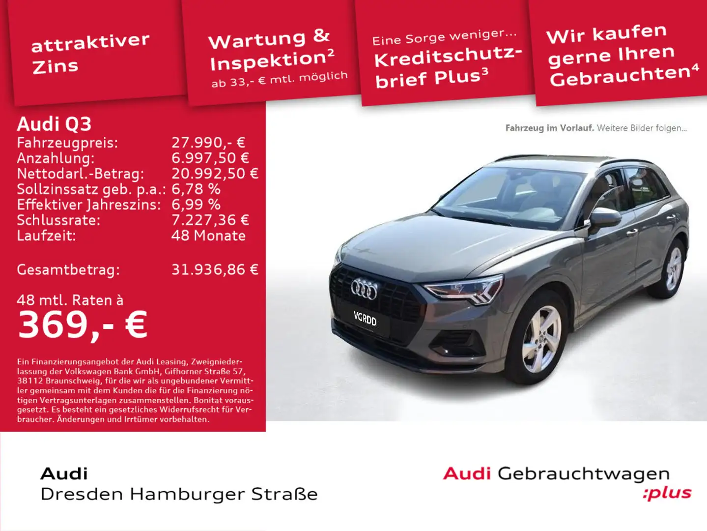 Audi Q3 SUV advanced 40 TFSI quattro S tronic LED SW Gris - 1