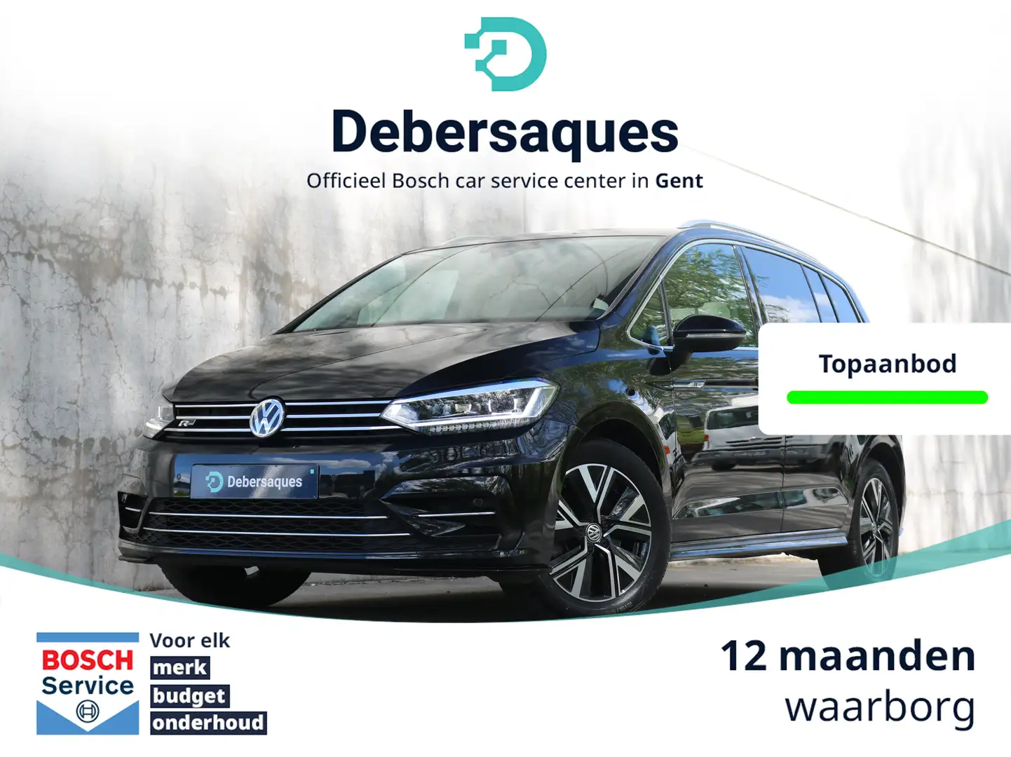 Volkswagen Touran 1.5 TSI ACT Highline OPF DSG R-Line LED 7zit Zwart - 1