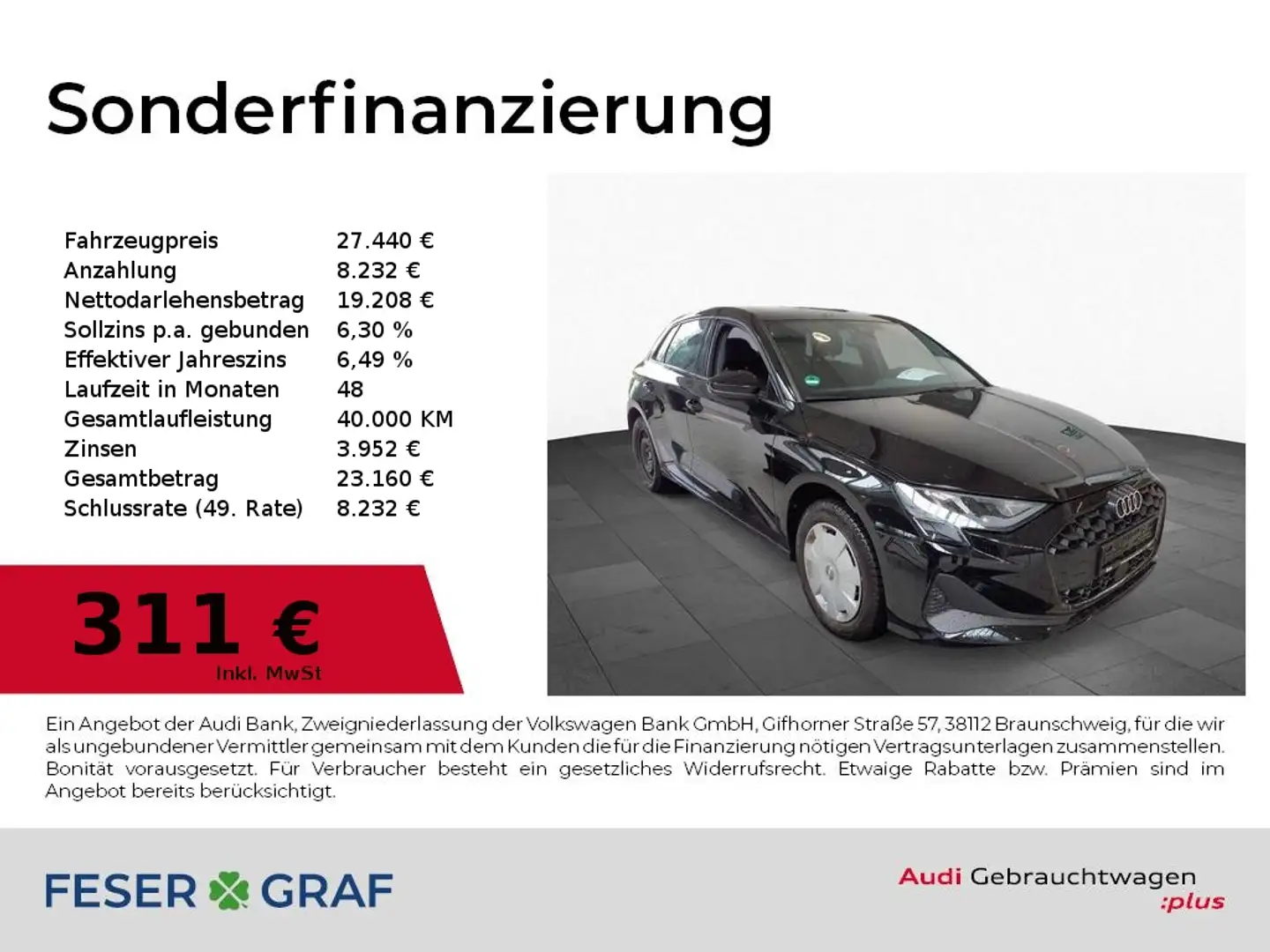 Audi A3 30 TFSI S tronic SmartphoneI,PDC,Sitzhzg Schwarz - 1