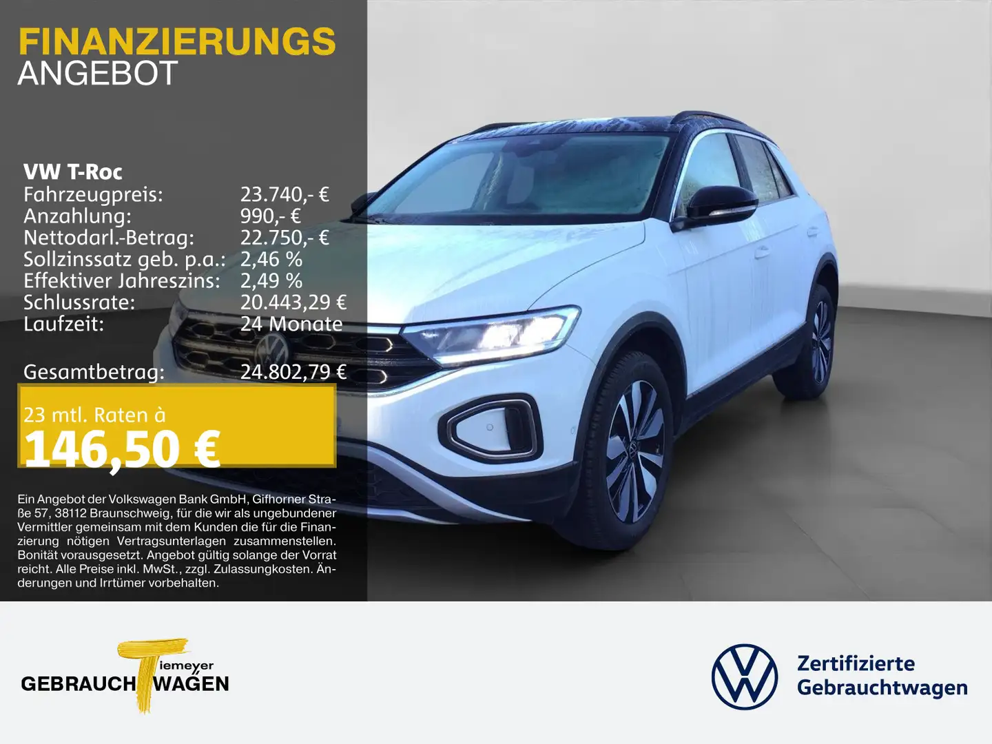 Volkswagen T-Roc 1.0 TSI MOVE AHK NAVI KAMERA SITZHZG Weiß - 1