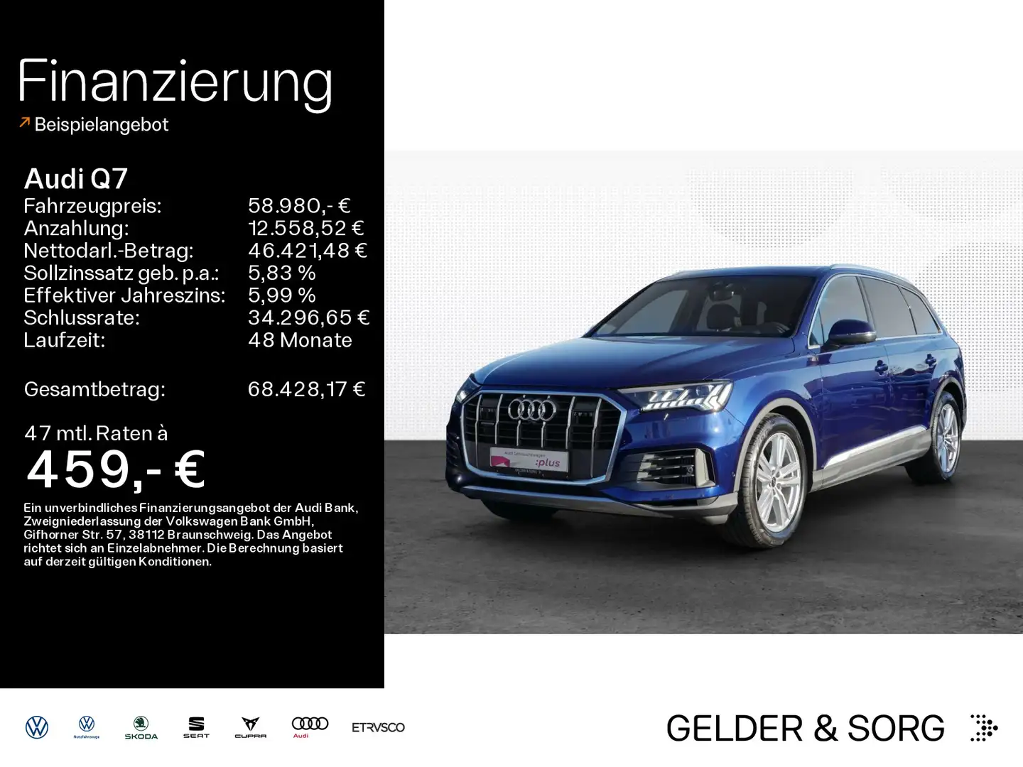 Audi Q7 55 TFSI quattro Matrix*HuD*Pano*air*AHK* Blauw - 1