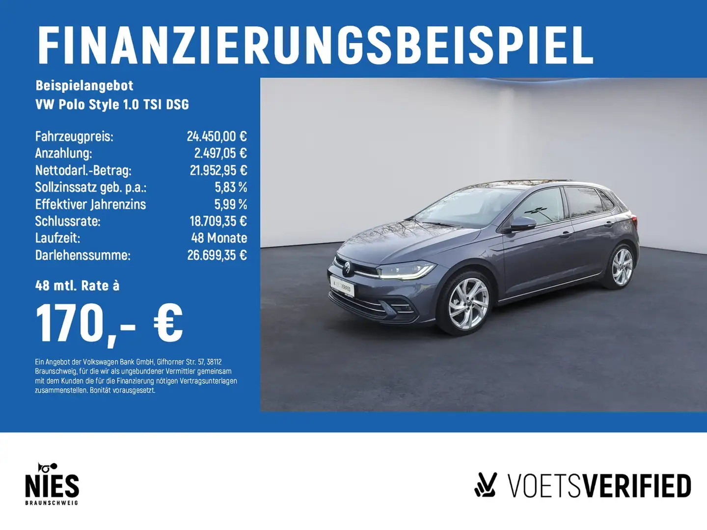 Volkswagen Polo Style 1.0 TSI DSG MATRIX-LED+RearView+AHK Grau - 2