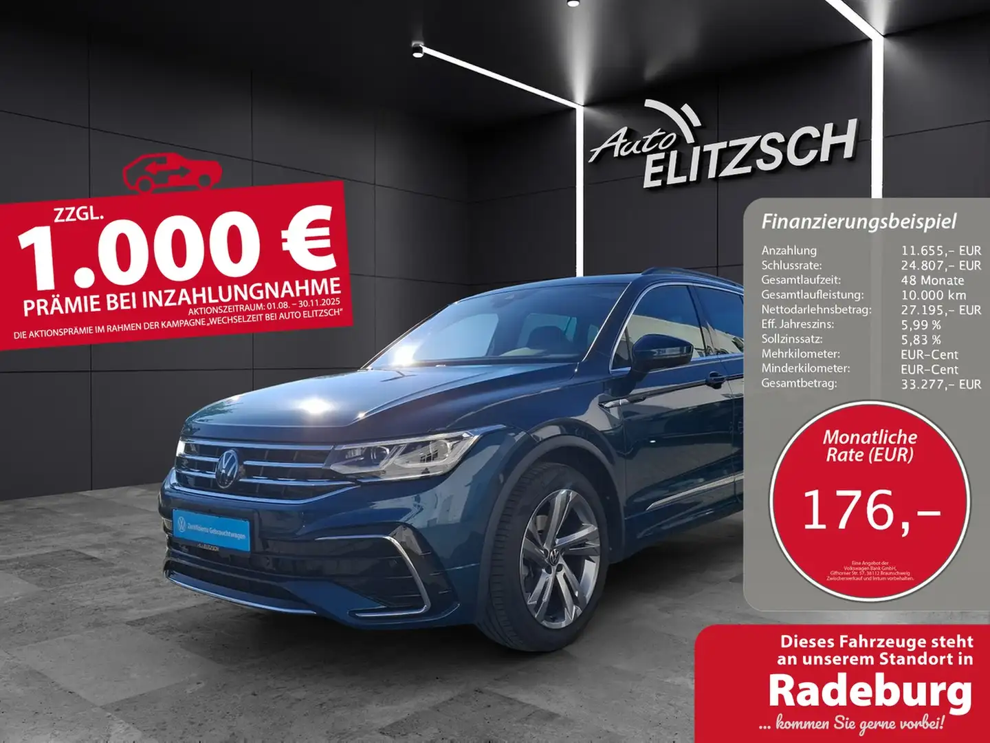 Volkswagen Tiguan TSI R-line DSG Matrix Navi AID ACC 360° Pano 19" Blau - 1