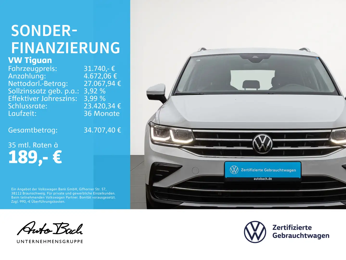 Volkswagen Tiguan 1.5 TSI DSG Elegance, Navi, LED-Matrix, A Weiß - 2