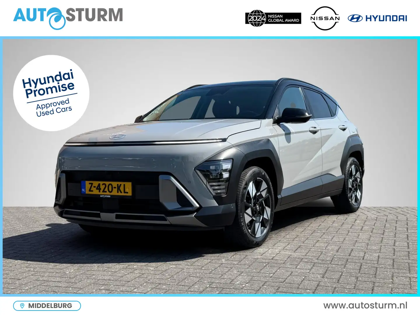 Hyundai KONA 1.6 GDI HEV Premium | Two-Tone Lakkleur | Stoelver Grijs - 1