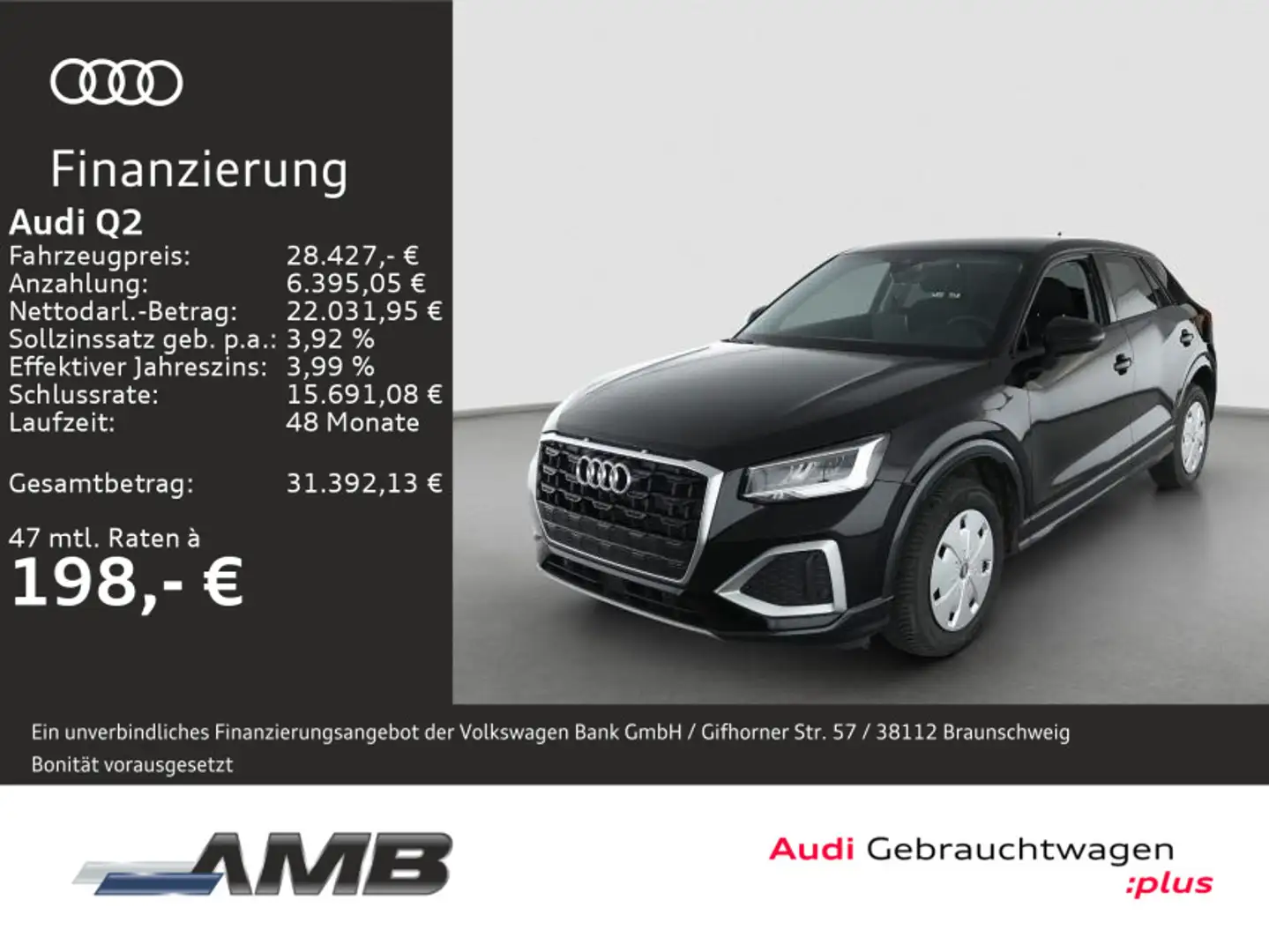Audi Q2 Advanced 30 TFSI AHK/LED/Nav/Standhz/03.30Gar Schwarz - 1