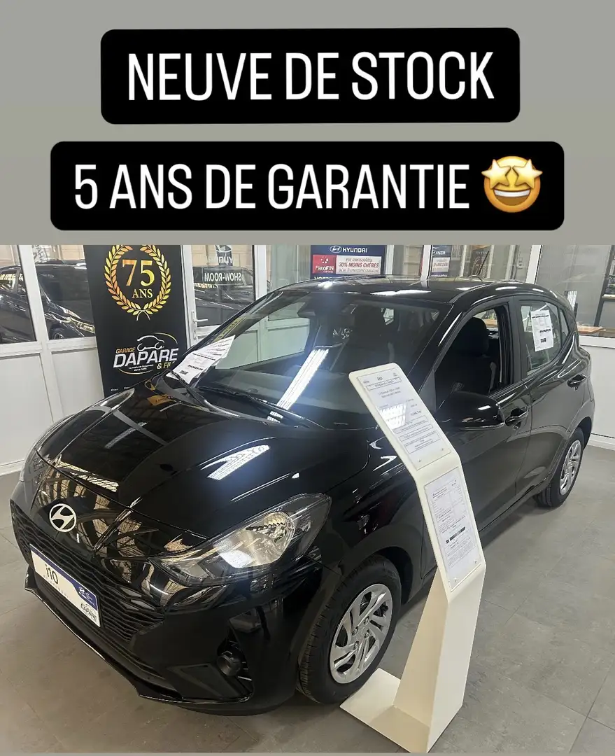 Hyundai i10 TWIST 1.0i 63CV - NEUVE DE STOCK - Garantie 5 ans Zwart - 1