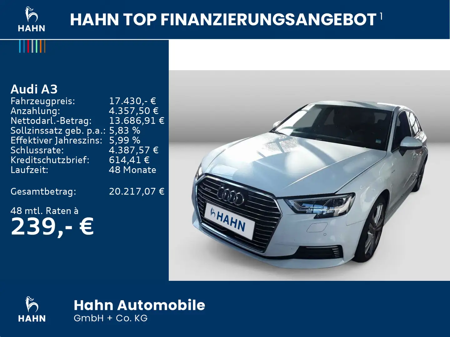 Audi A3 1.4TFSI e-tron Sportback Navi LED PDC ACC Blanc - 2
