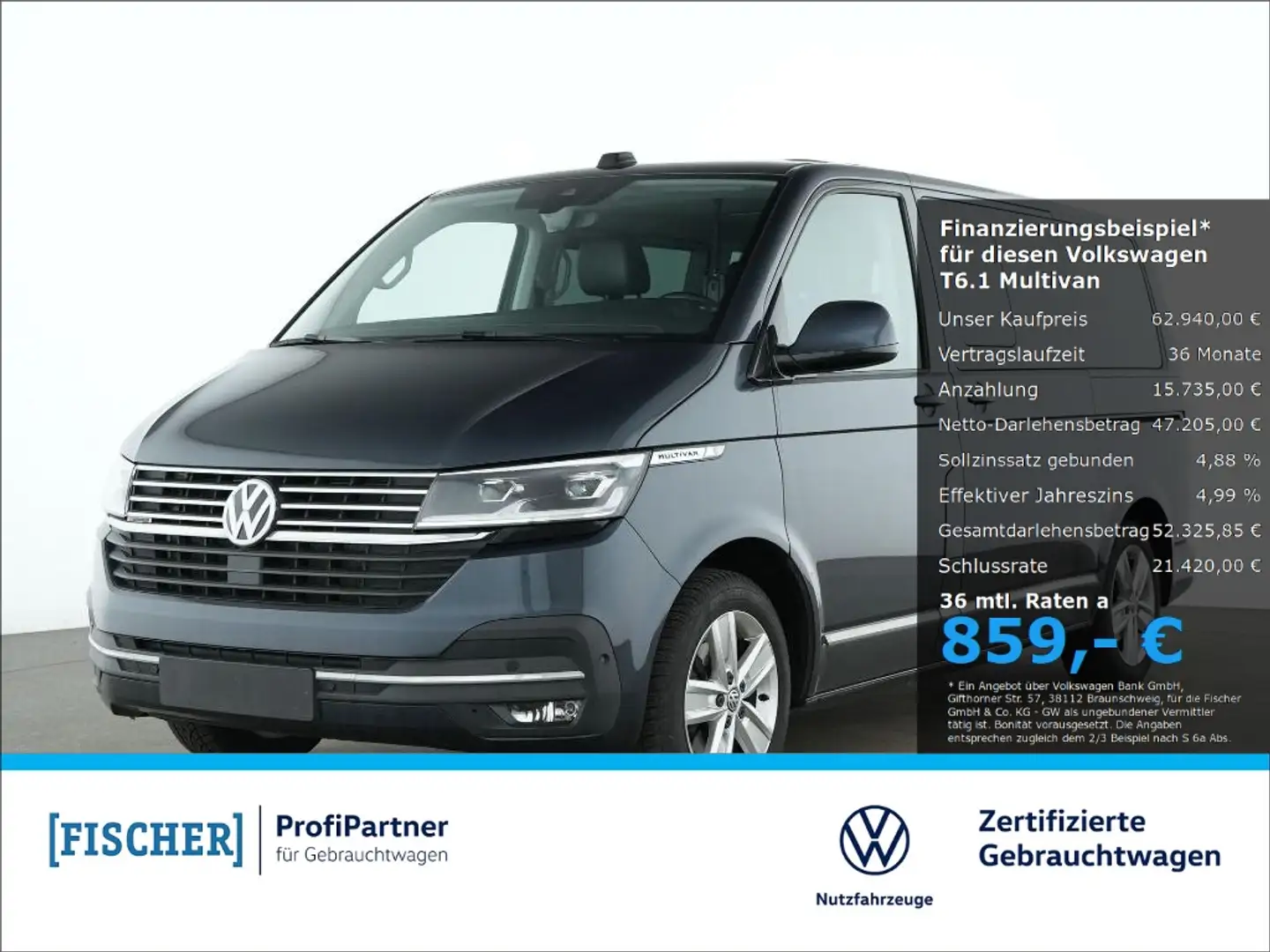 Volkswagen T6.1 Multivan 2.0TDI 4Motion DSG Highline LED STHZ Navi ACC Bleu - 1