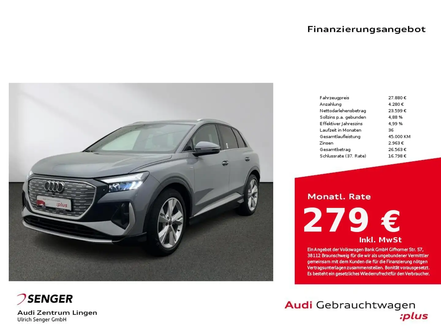 Audi Q4 e-tron 35 MMI LED S line Klimatisierungspaket Gris - 1