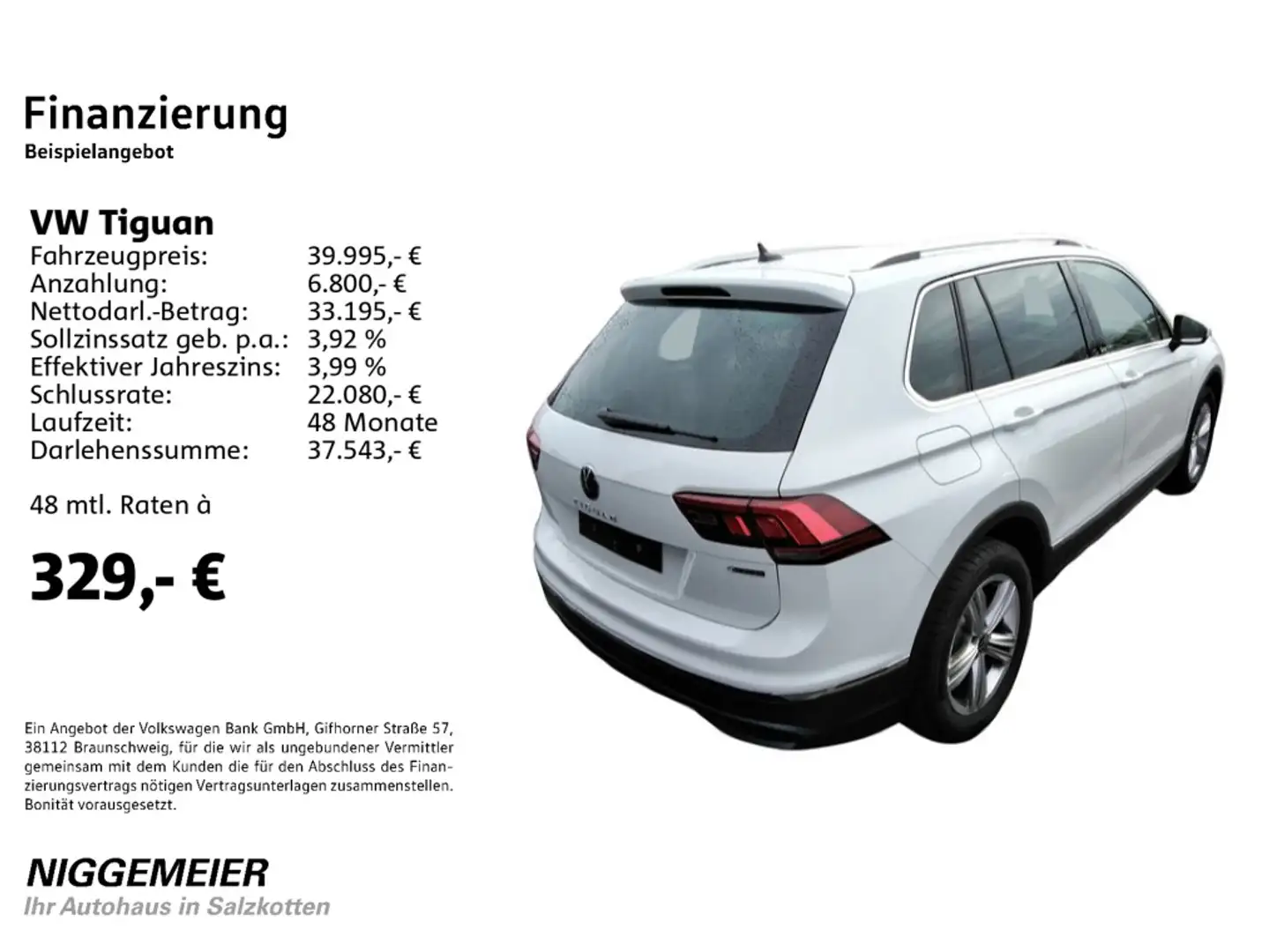 Volkswagen Tiguan 2.0TDI 4M DSG MOVE NAVI+LED+KAMERA+ACC+AH Weiß - 2