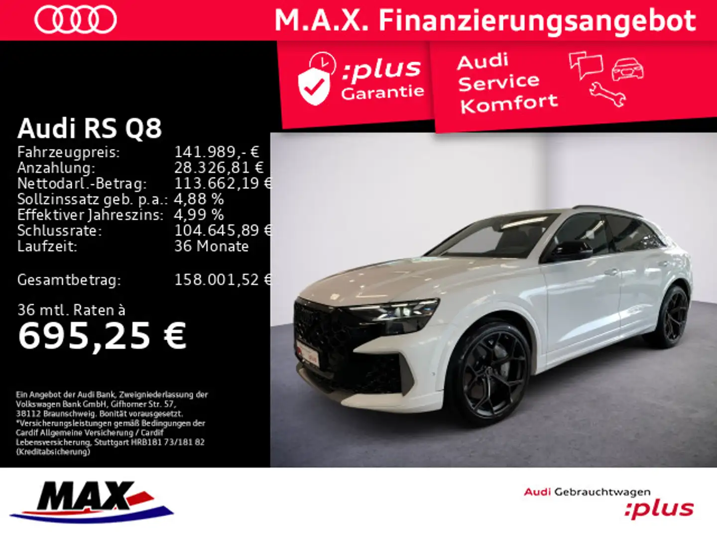 Audi RS Q8 PERFORMANCE QU PANO+HUD+OPTIK+LUFT+KERAMIK Weiß - 1