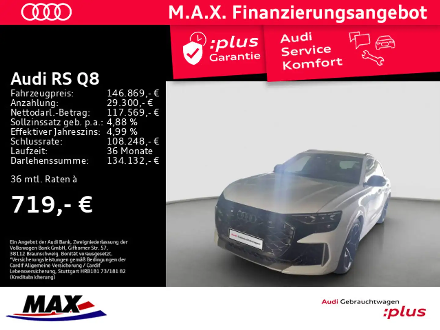 Audi RS Q8 PERFORMANCE QU PANO+HUD+OPTIK+LUFT+KERAMIK Weiß - 1