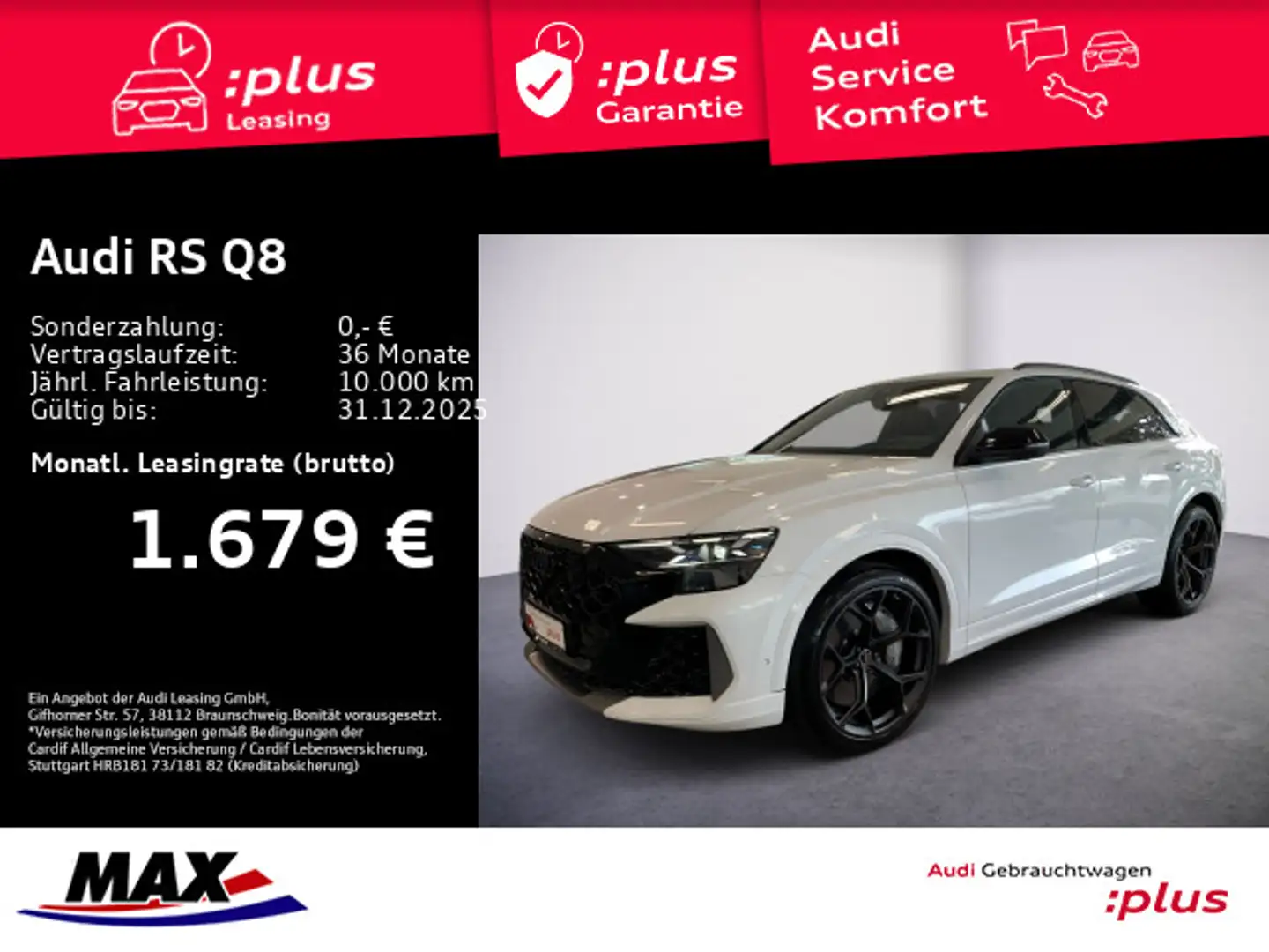 Audi RS Q8 RSQ8 PERFORMANCE QU PANO+HUD+OPTIK+LUFT+KERAMIK Weiß - 1