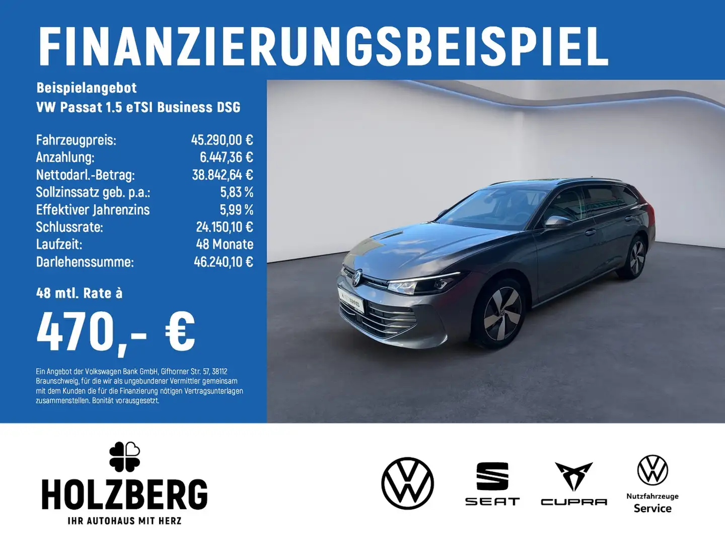 Volkswagen Passat 1.5 eTSI Business DSG AHK+NAVI+ErgoActive Grau - 2