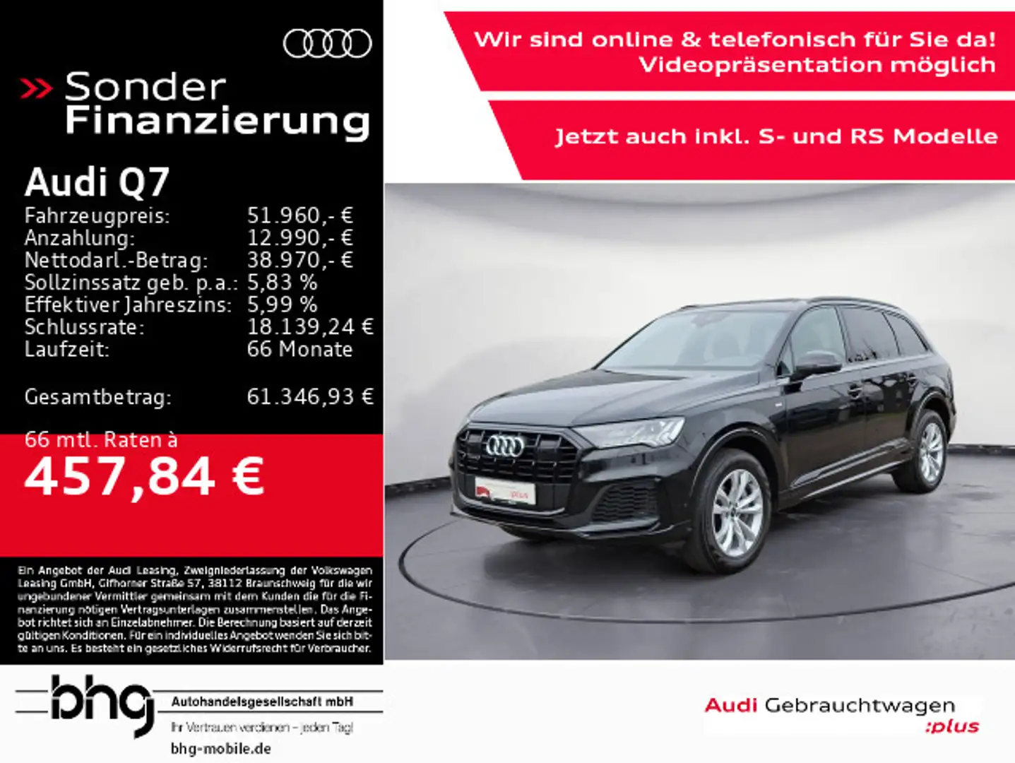 Audi Q7 55 TFSI e quattro S line AHK PanoDach Standkl Schwarz - 1