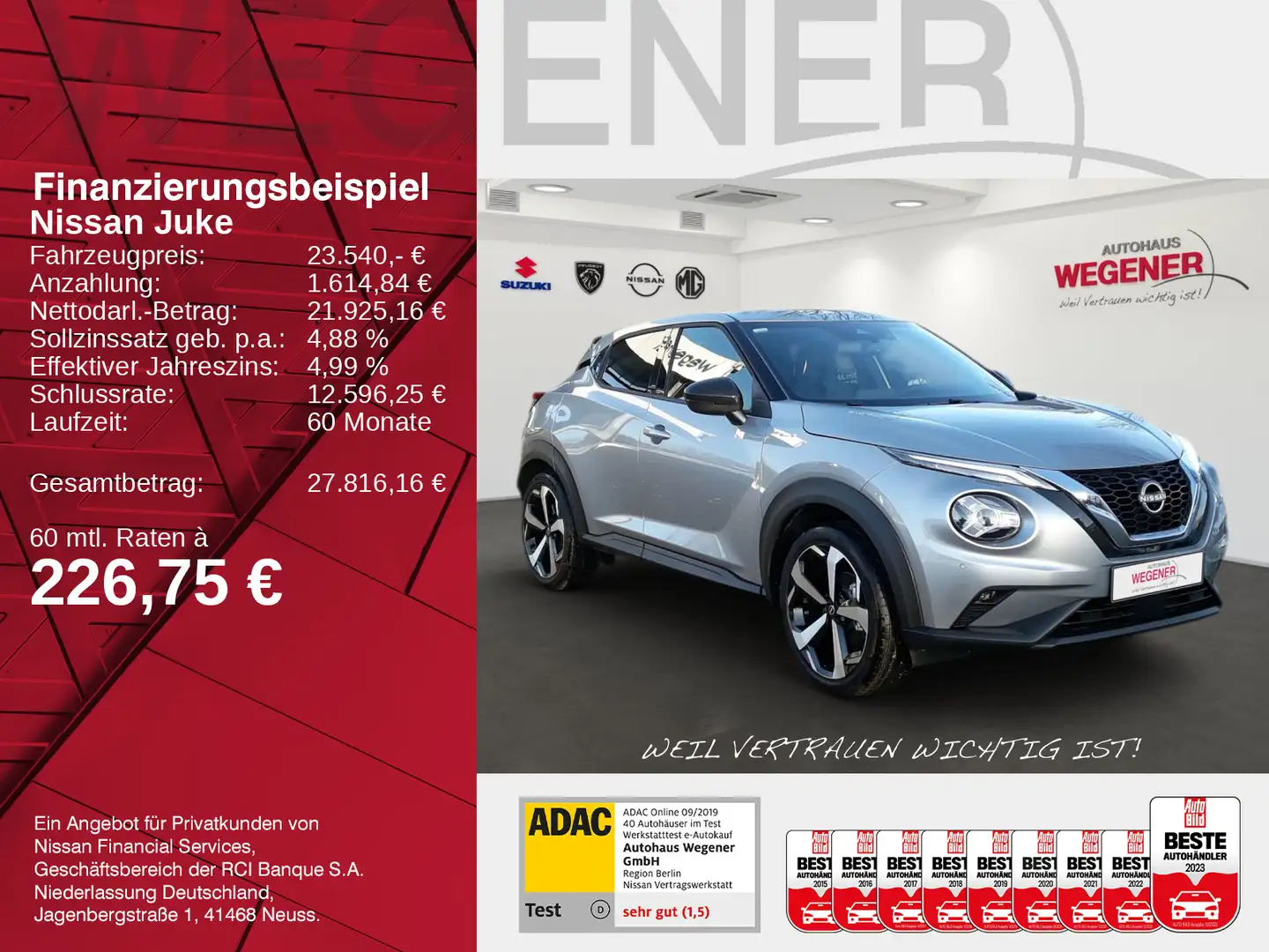 Nissan Juke JUKE TEKNA 1.0 DIG-T 114PS AT LED NAVI BOSE LHZ Silber - 2