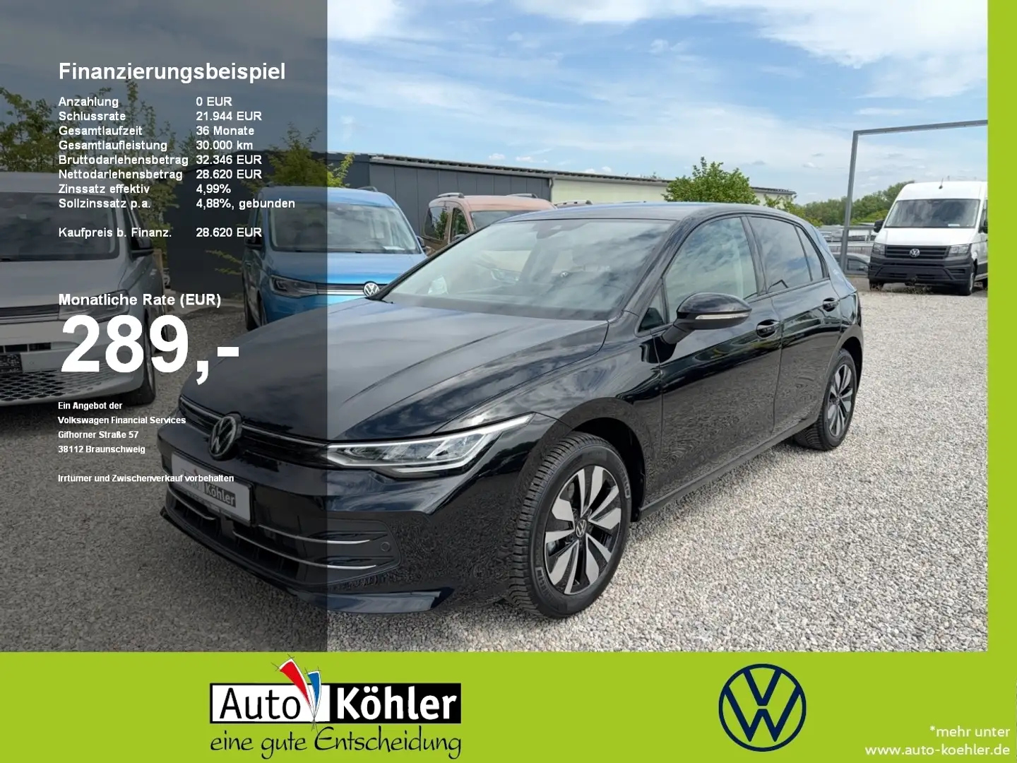 Volkswagen Golf VIII 1.5 eTSI W Goal ACC+AHK+LED+Virt+PDC Schwarz - 1