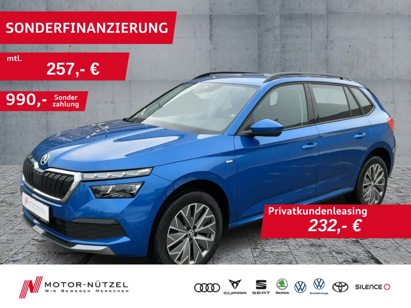 Skoda Kamiq 1.0 TSI CLEVER LED+APP+DAB+GRA+SHZ+PDC+NSW Blau - 1