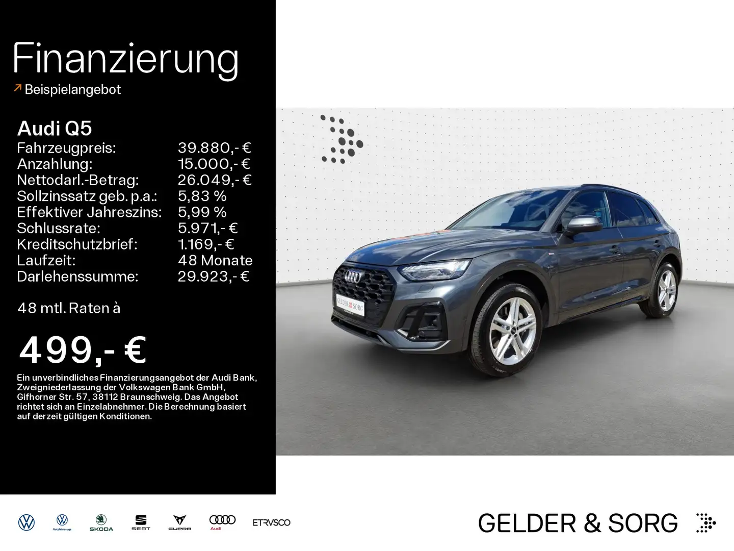 Audi Q5 50 TDI S-LINE*QUATTRO*19Z*PANO*B&O*MATRIX*NAV Grau - 1