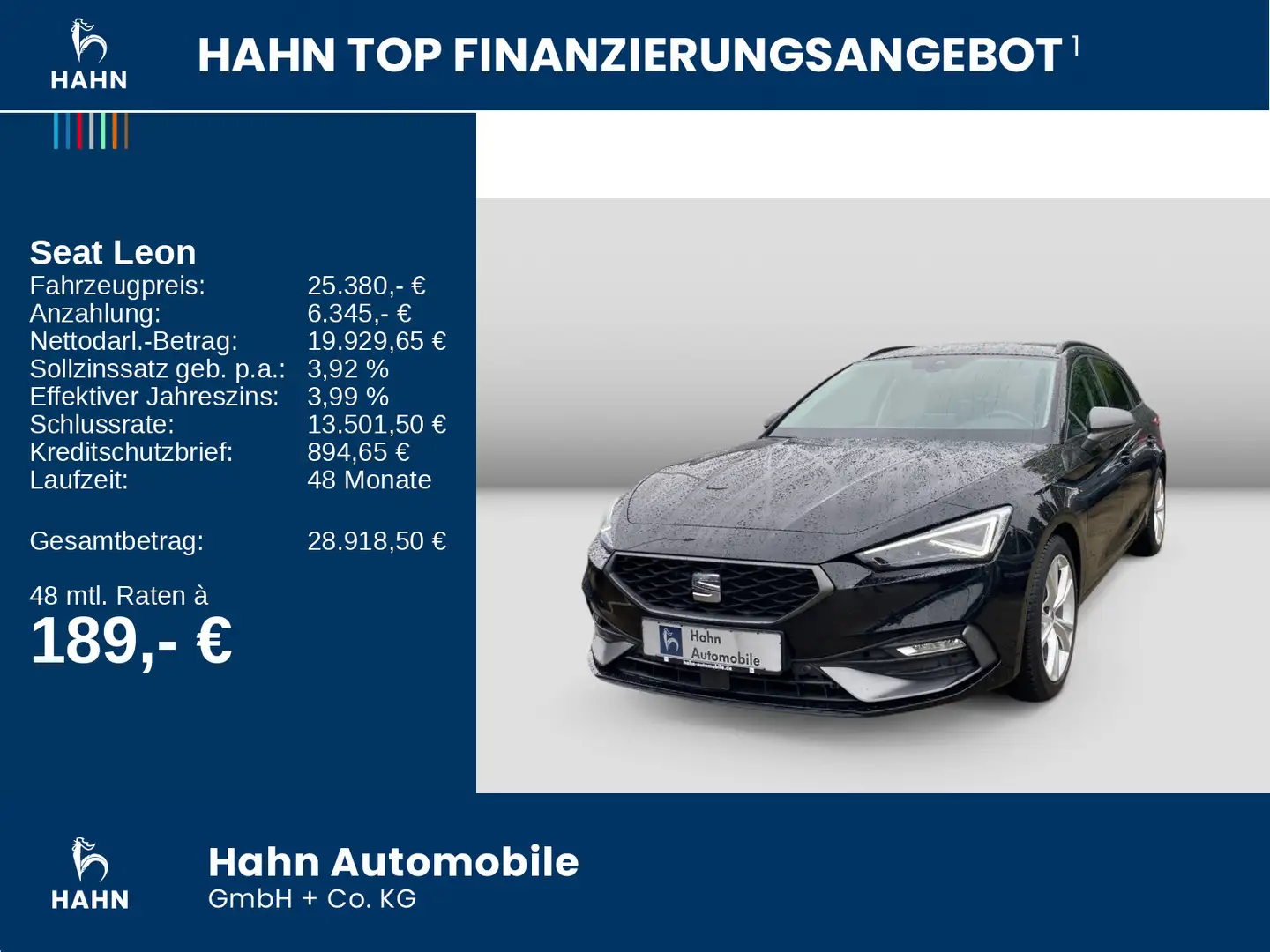 SEAT Leon Sportstourer 1.5eTSI DSG FR Cam Matrix Navi Schwarz - 2