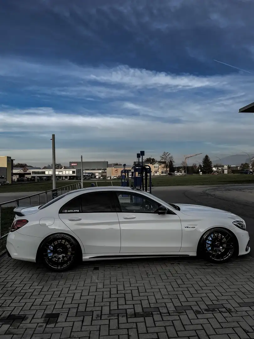 Mercedes-Benz C 63 AMG Finanzierung möglich, burmester, checkheft, 360ca Blanc - 2