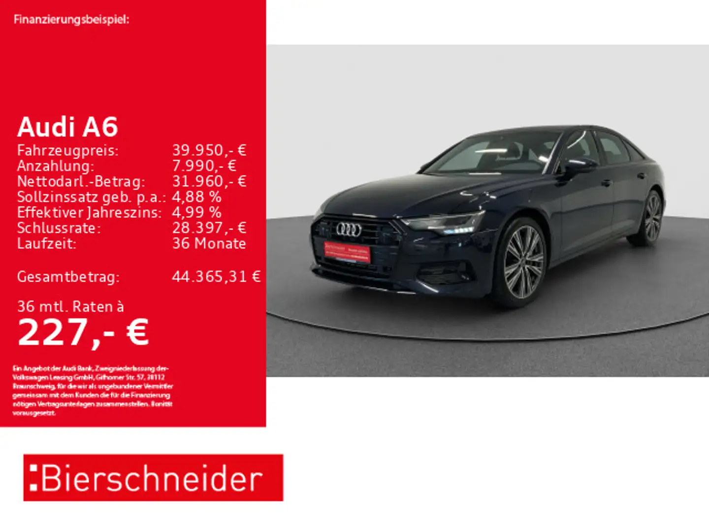 Audi A6 Lim 55 TFSI qu sport Black 20 ACC PANO LEDER Blau - 1