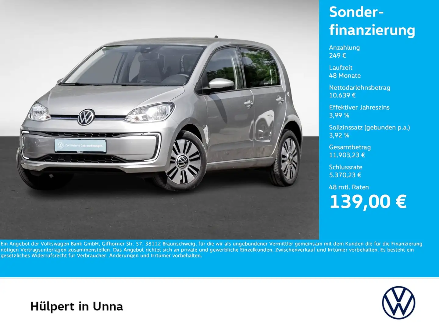 Volkswagen up! e-up! move up! 4TÜREN CAM ALU EINPARKHILFE DAB+ Silber - 1