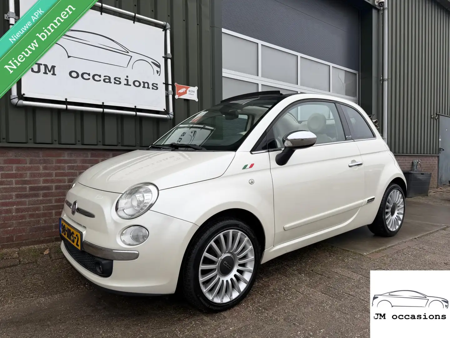 Fiat 500 1.2 Lounge Cabrio|Xenon|Bleu&me|Leder|Clima|PDC| Wit - 1