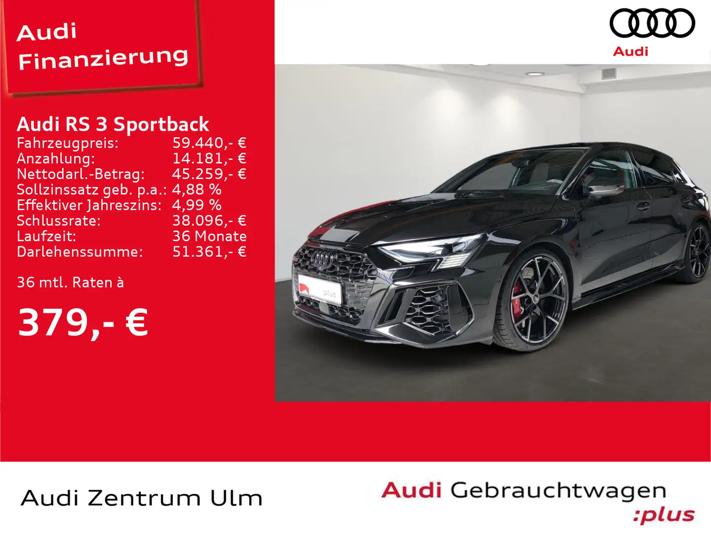 Audi RS3 S tronic NAV PANO 280 km/h MATRIX Schwarz - 1