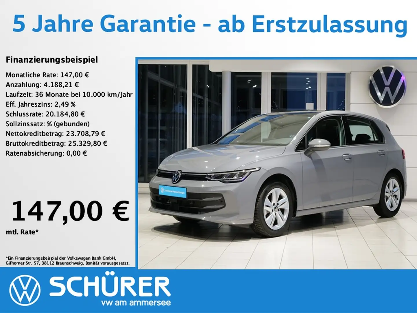 Volkswagen Golf VIII 1.5TSI Life Pano AHK RKam HKardon Navi Grau - 1
