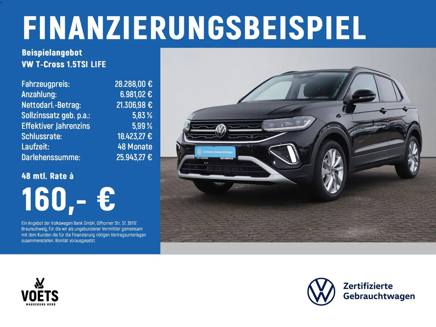 Volkswagen T-Cross 1.5TSI LIFE LED+Navi+Sitzhzg.+PDC Zwart - 2