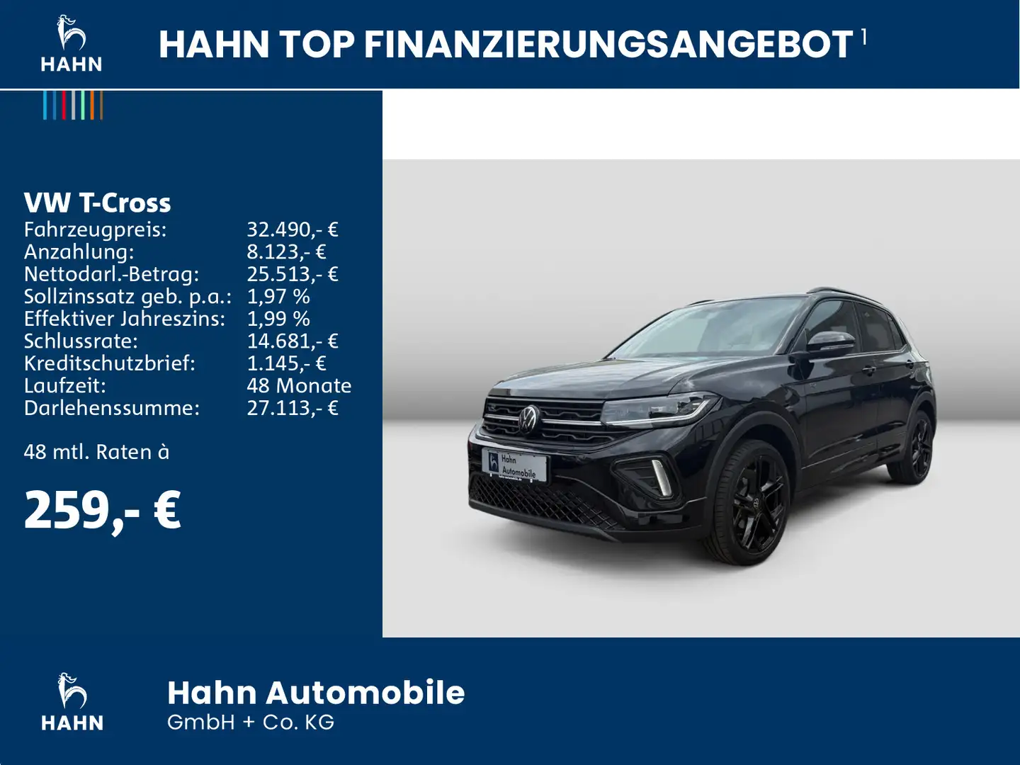 Volkswagen T-Cross R-Line 1,0TSI 85kW DSG NAVI IQ BLACK Schwarz - 2