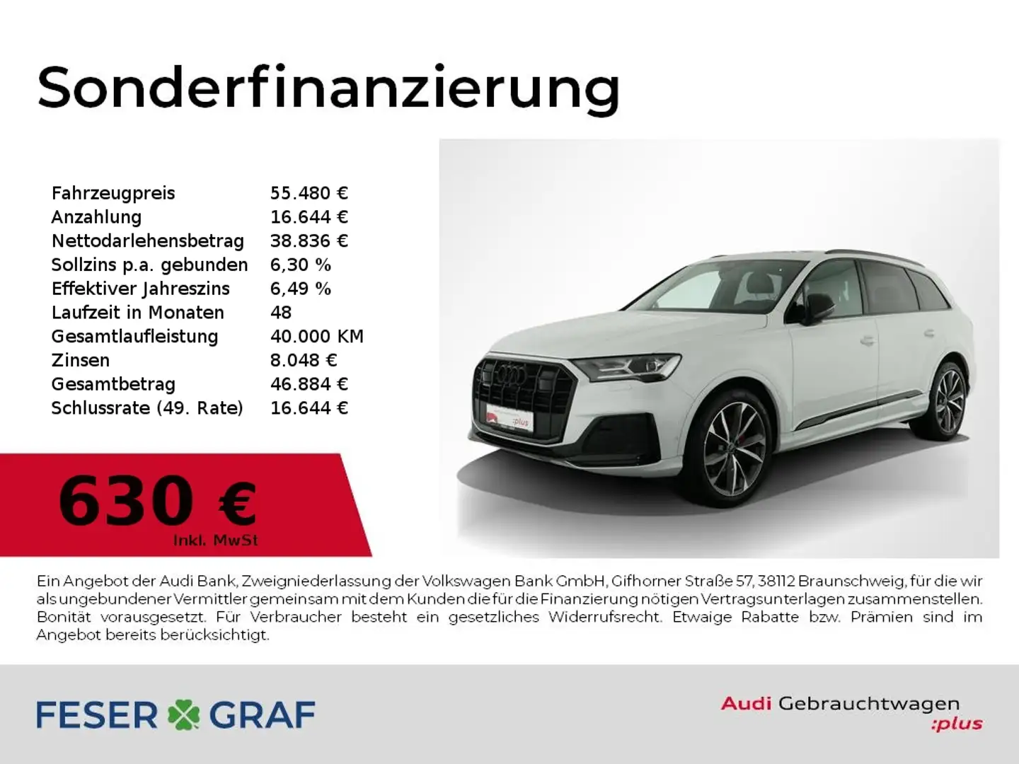 Audi Q7 50 TDI S Line Navi AHK Leder Pano Kamera B&O Weiß - 1