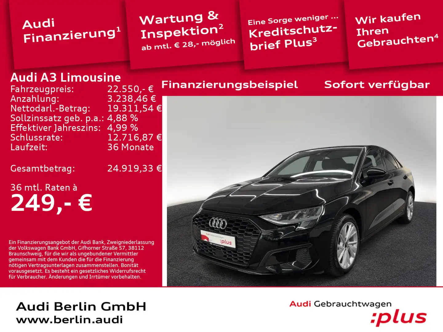 Audi A3 advanced 30 TDI S tr. VIRTUAL LED Noir - 1