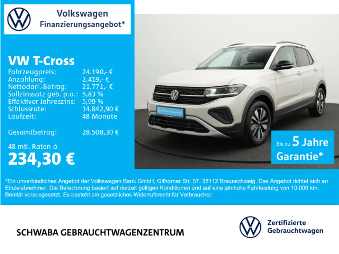 Volkswagen T-Cross Goal 1.0TSI LED*VIRTUAL*AHK*ACC*LANE*16" Grau - 1