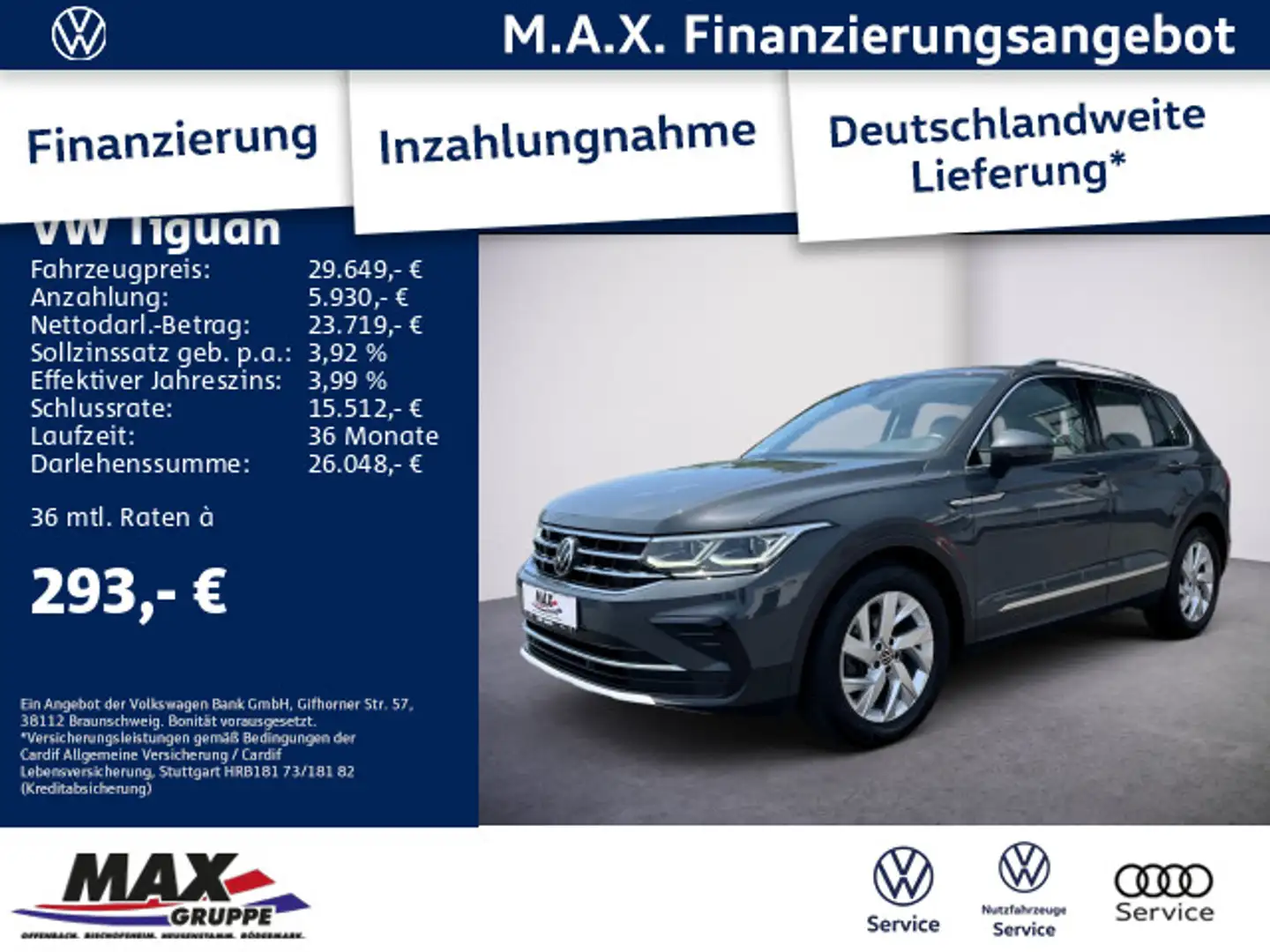 Volkswagen Tiguan 1.5 TSI DSG ELEGANCE MATRIX LED+PANO+KAME Grijs - 1