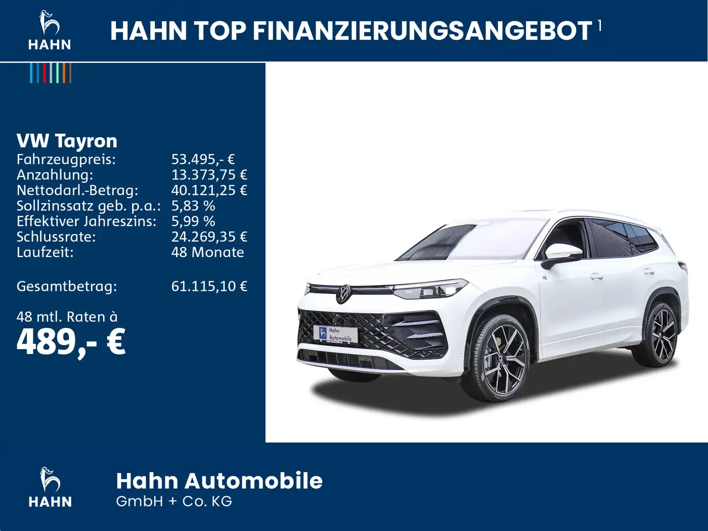 Volkswagen Tayron R-Line 2,0l TDI 4MOTION 193PS AHK Pano ST Weiß - 2