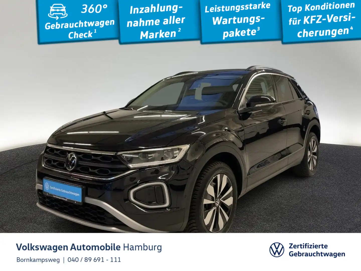 Volkswagen T-Roc 2.0 TDI Goal DSG Rückfkamera Navi AHK Schwarz - 1