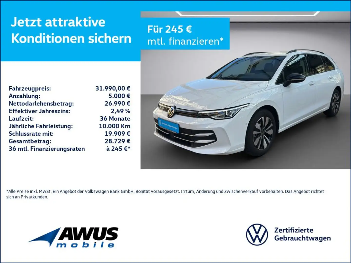 Volkswagen Golf VIII Variant 1.5eTSI DSG Goal Weiß - 1