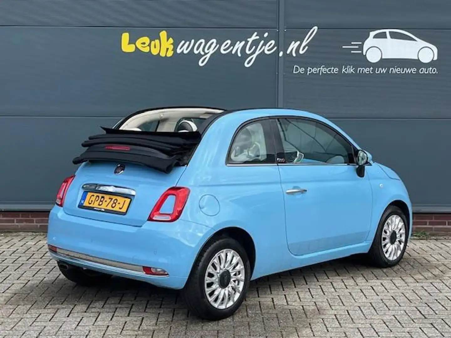 Fiat 500C 0.9 TwinAir Lounge Cabrio *climate *parkeersensor Blauw - 2