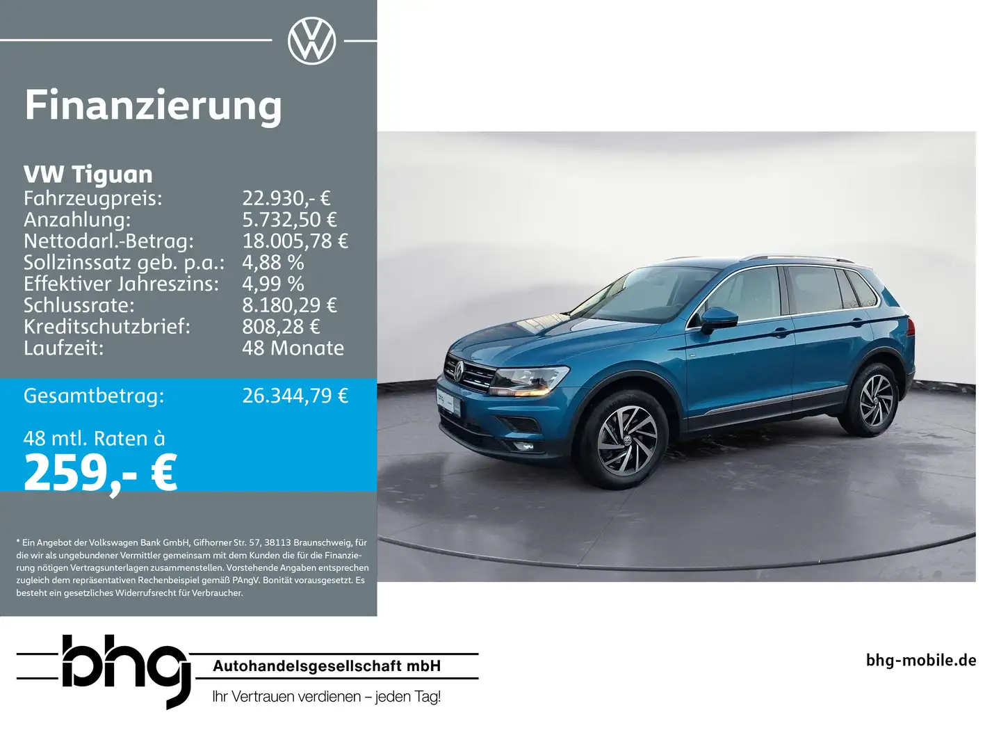 Volkswagen Tiguan 2.0 TSI 4Motion DSG OPF Comfortline AHK, Blau - 1