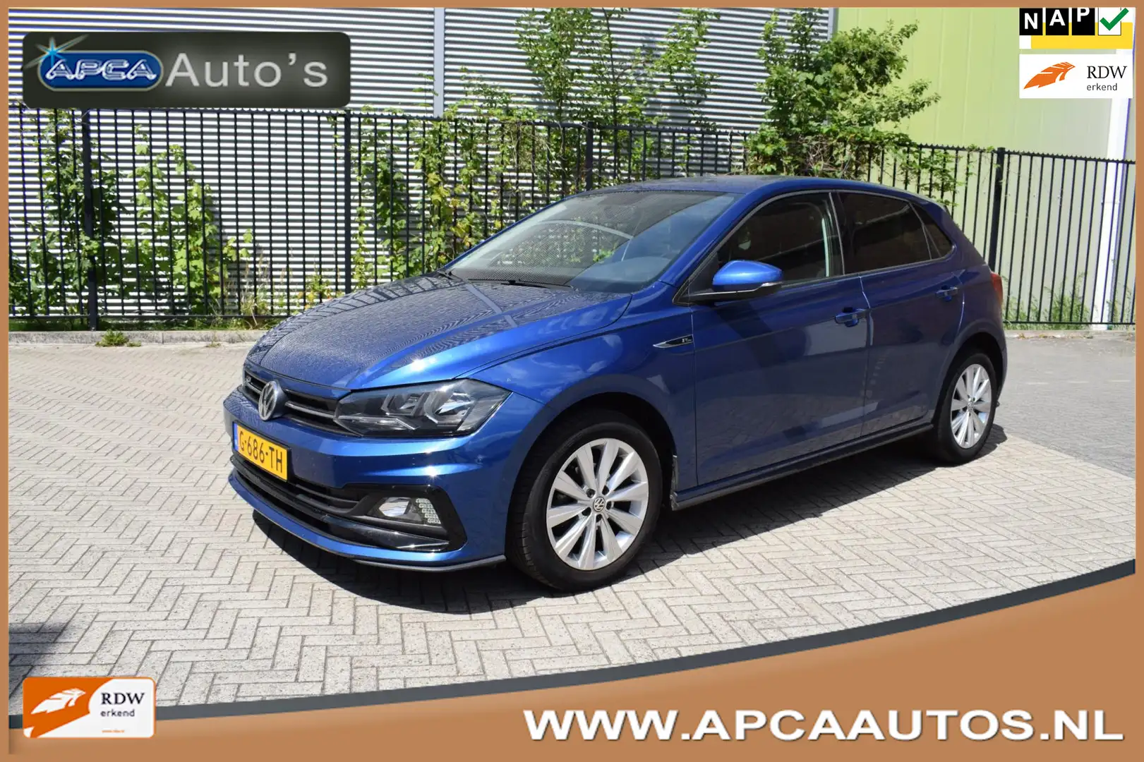 Volkswagen Polo 1.0 TSI R-Line 12 mnd GARANTIE Adaptive CruiseC 1e Blauw - 1