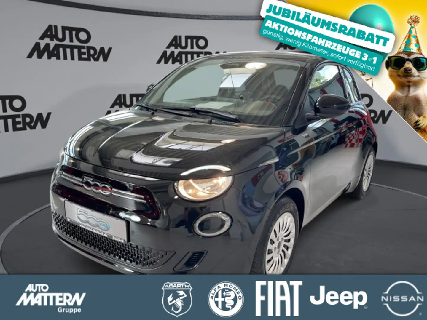 Fiat 500e 23,8 kWh|Klimaautom.|NAVI|SHZ|CarPlay|PDC Schwarz - 1