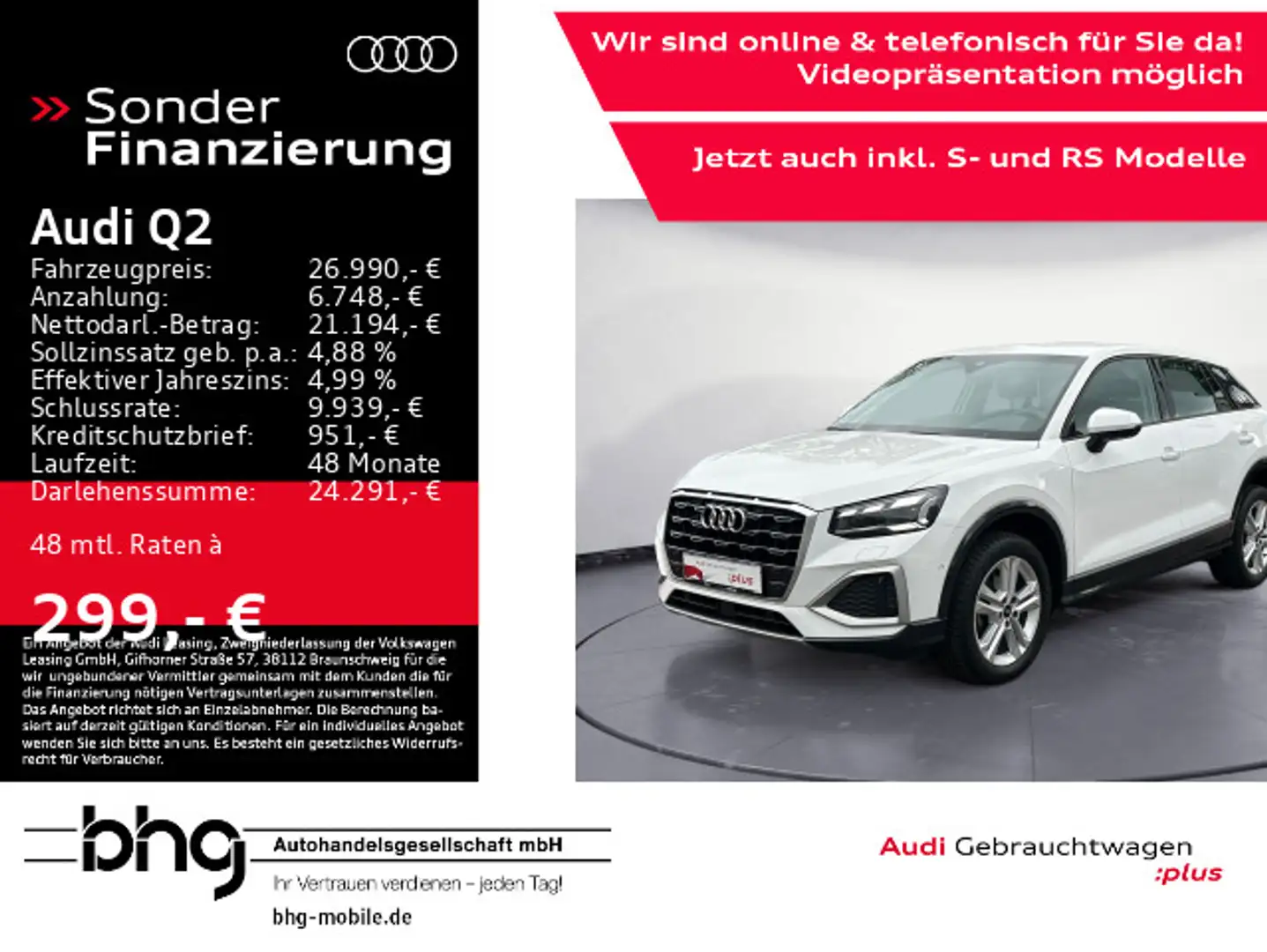 Audi Q2 30 TDI advanced Matrix/AHK/ACC/Asisst/uvm. Weiß - 1