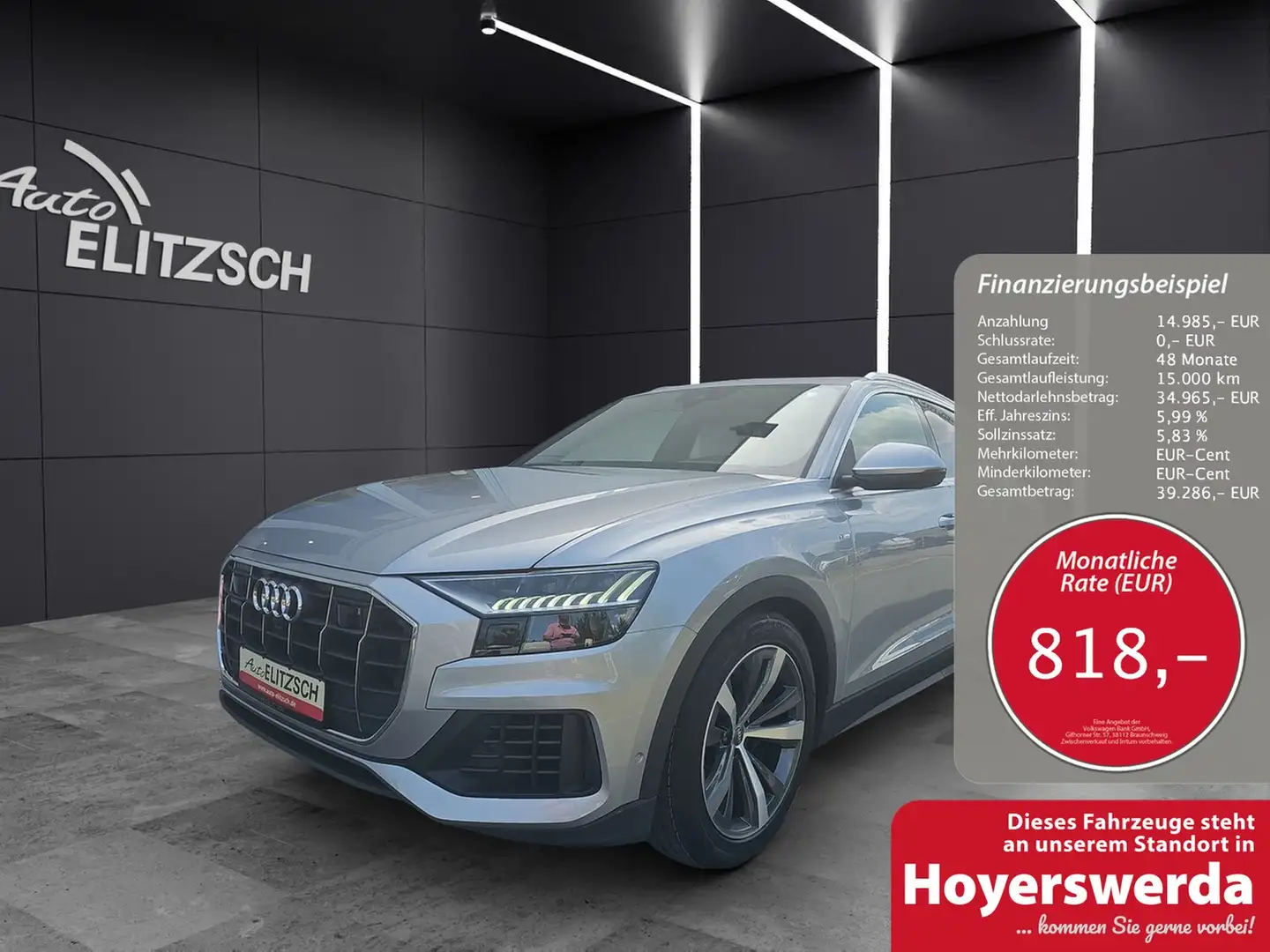 Audi Q8 50 TDI Q S line MATRIX ACC 21" AIR PANO HuD AVC... Grau - 1